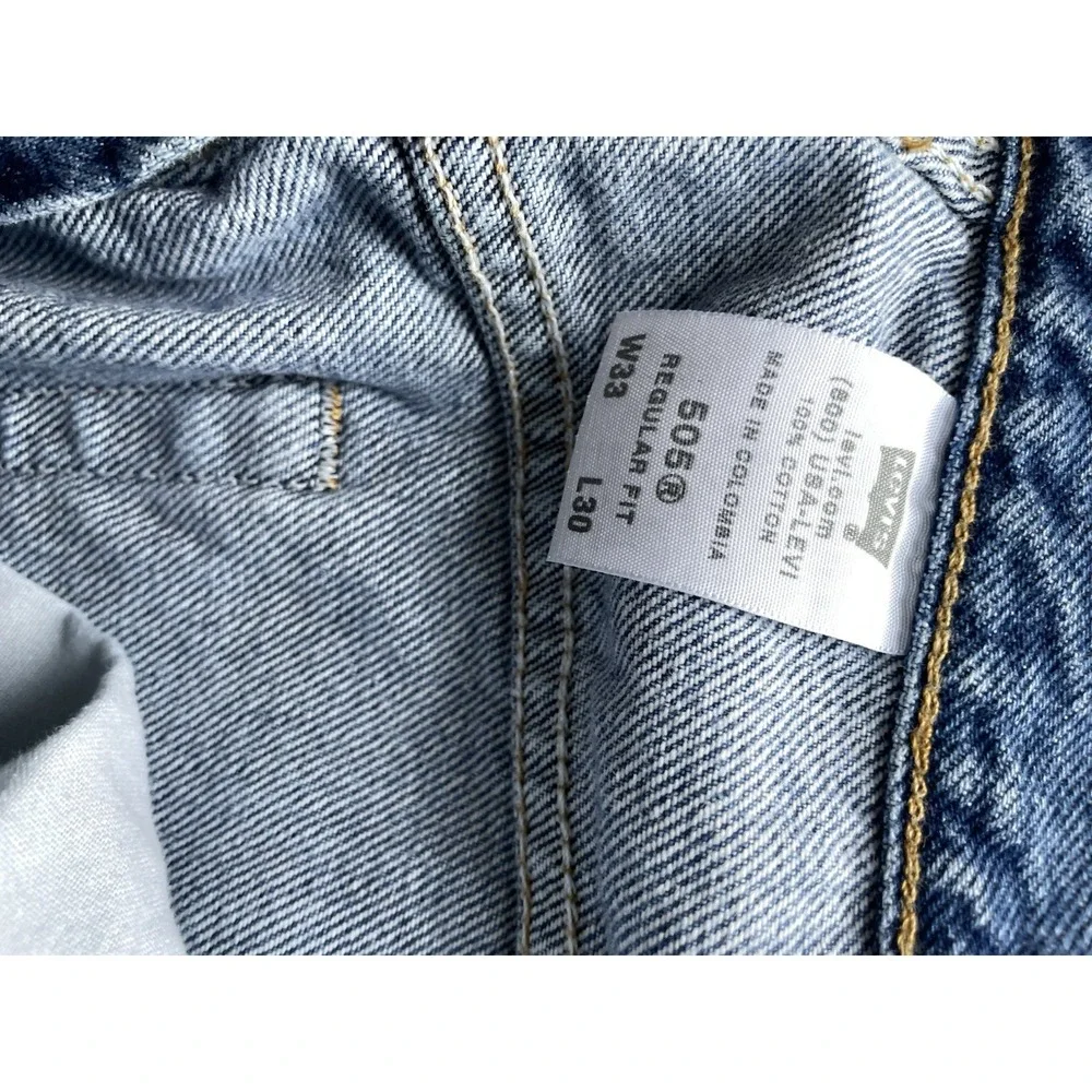 Levi's 505 Regular Straight Leg Jeans Mens 33x30‎ Blue Denim Cotton Medium Wash